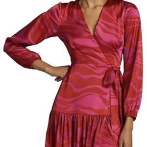 ANTHROPOLOGIE Hutch Zebra-Striped Wrap Maxi Dress